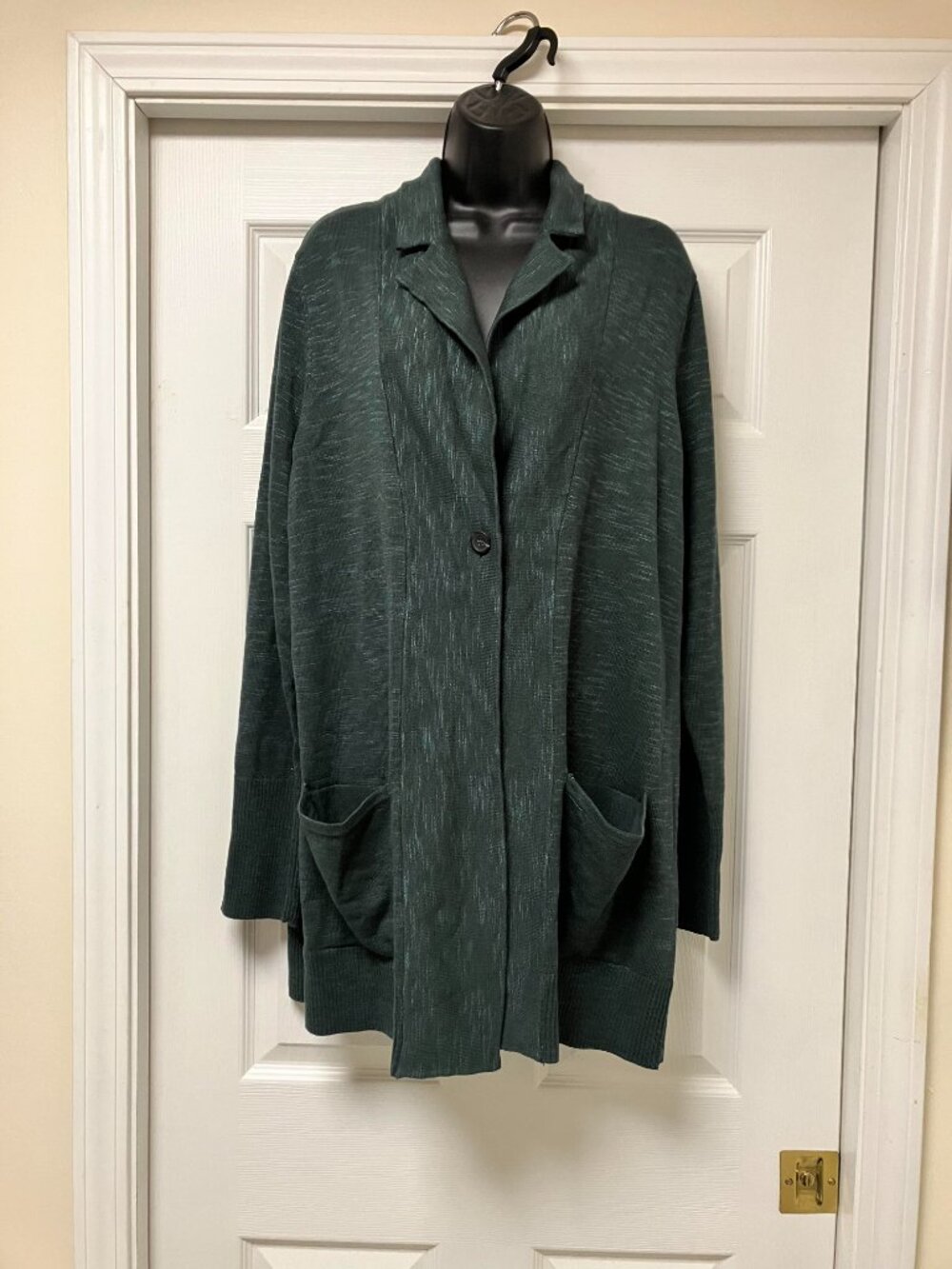 J. Jill Large Tall Collar Button Cardigan Jacket Blazer Rich Green Brand New